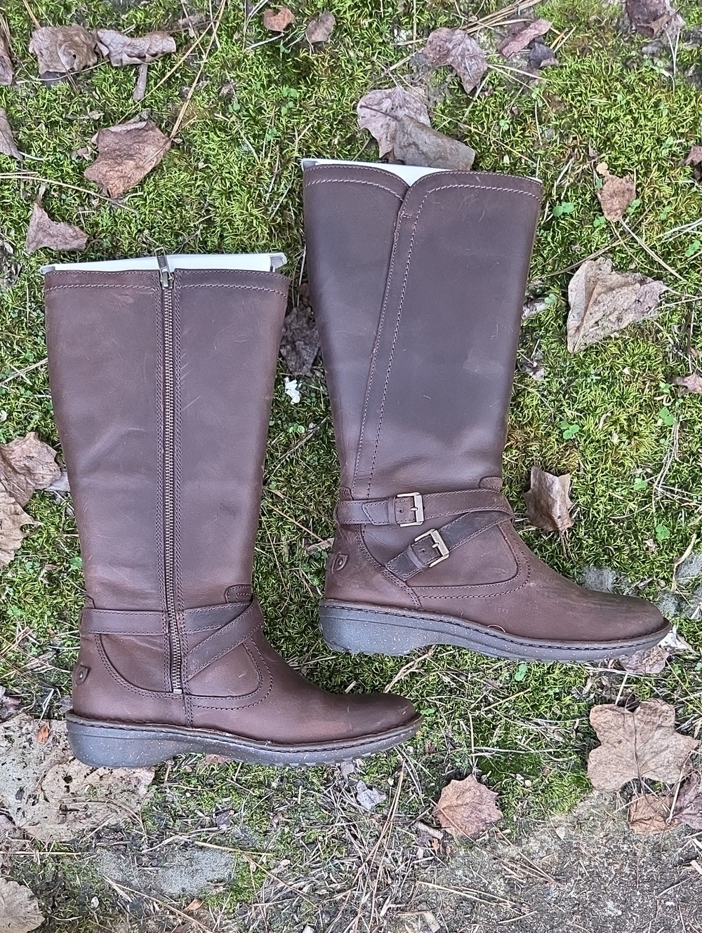 NIB~ UGG Women's Brown Leather Mid-Calf Buckle Riding Boots